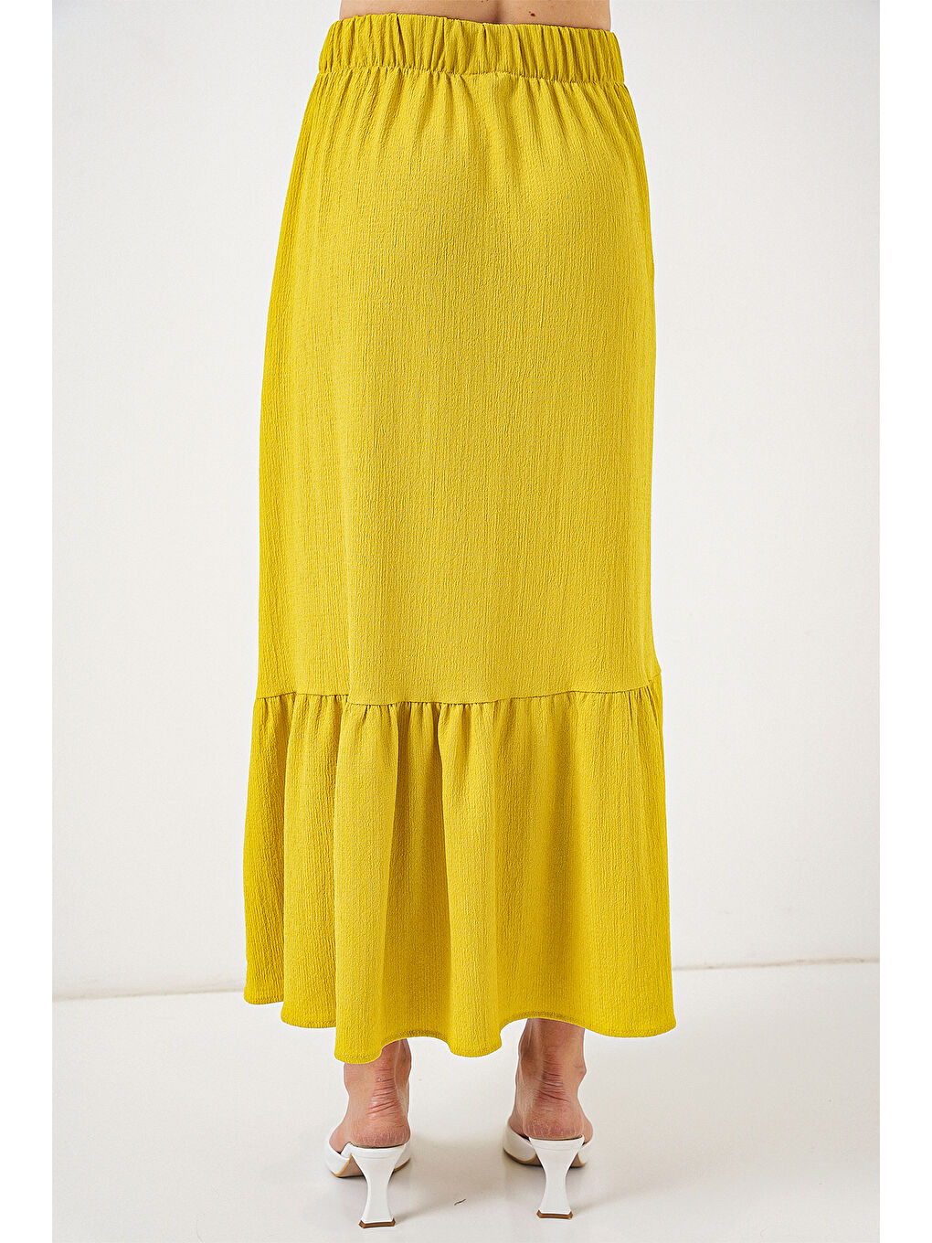 Sarı 1886 Uzun Örme Etek - Hardal-6