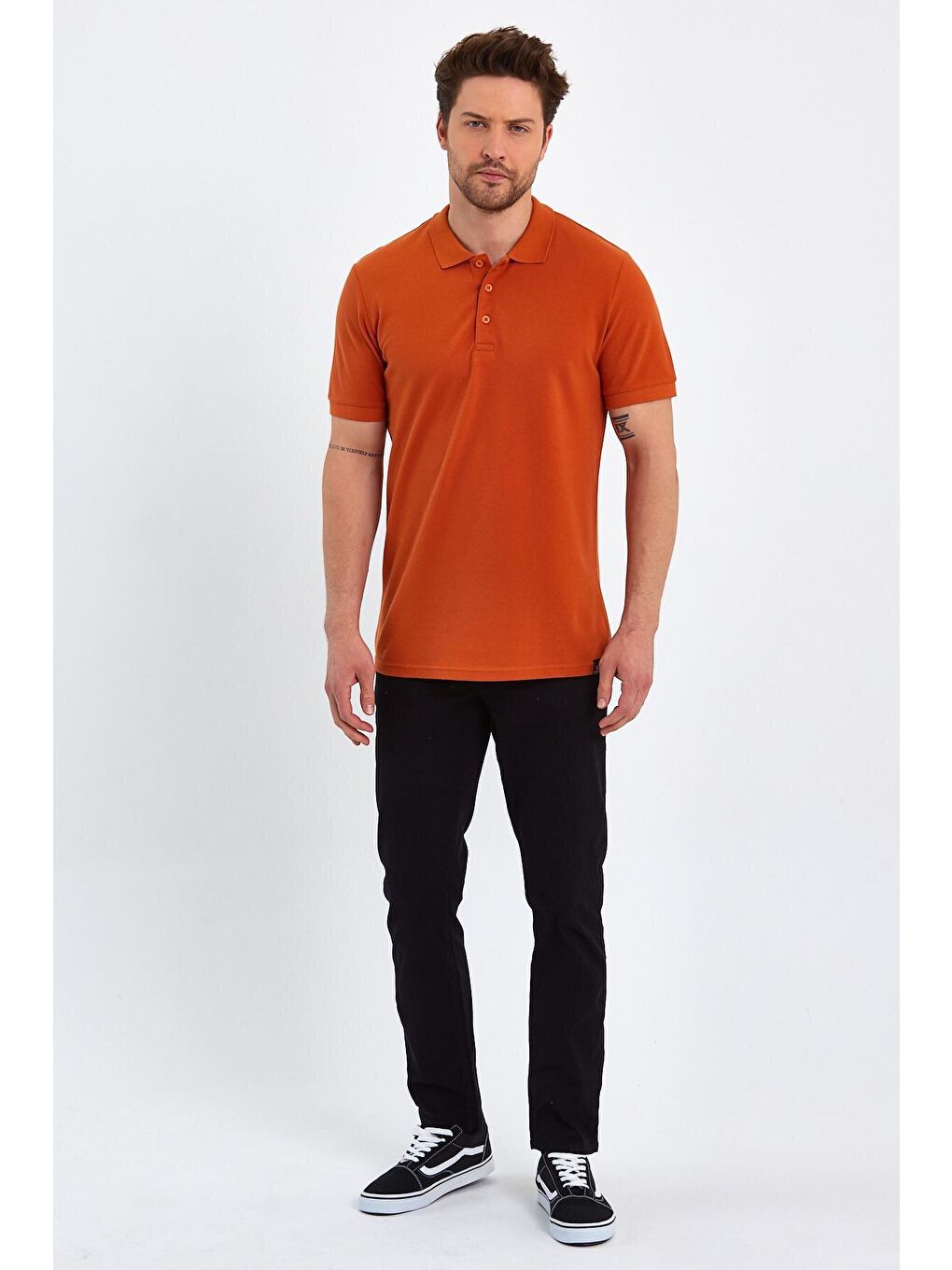 Kahverengi Polo Yaka Erkek Tişört-1