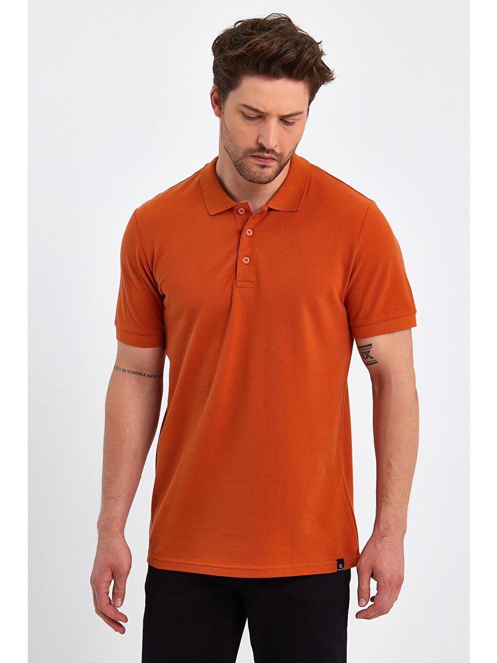 Kahverengi Polo Yaka Erkek Tişört-2