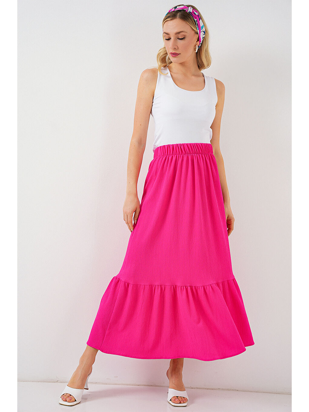 1886 Uzun Örme Etek - A.Fuşya