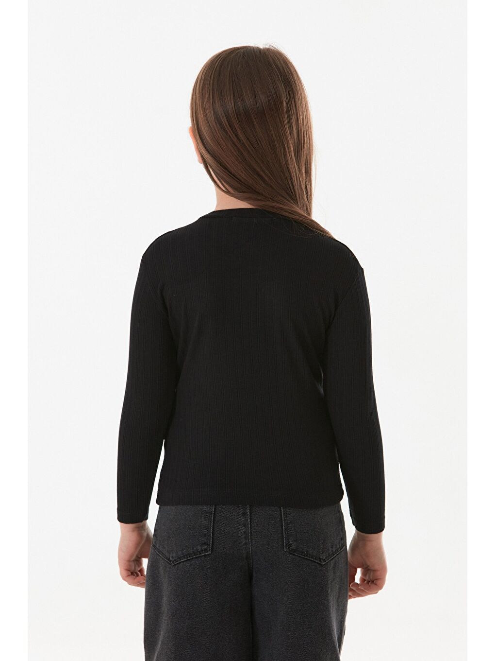 Siyah Fitilli Önü Fırfırlı Kız Çocuk Body-2