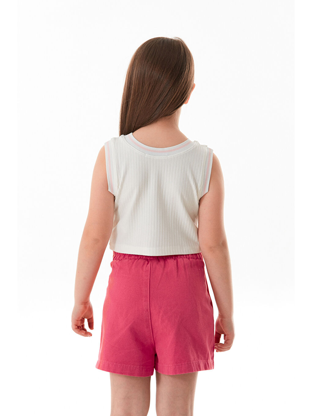 Ekru Fitilli Yazı Baskılı Halter Yaka Kız Çocuk Body-4