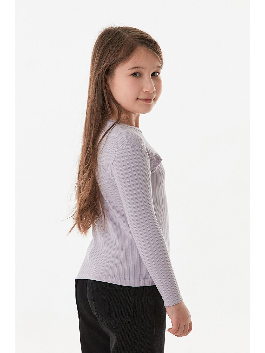 Lila Fitilli Önü Fırfırlı Kız Çocuk Body-2