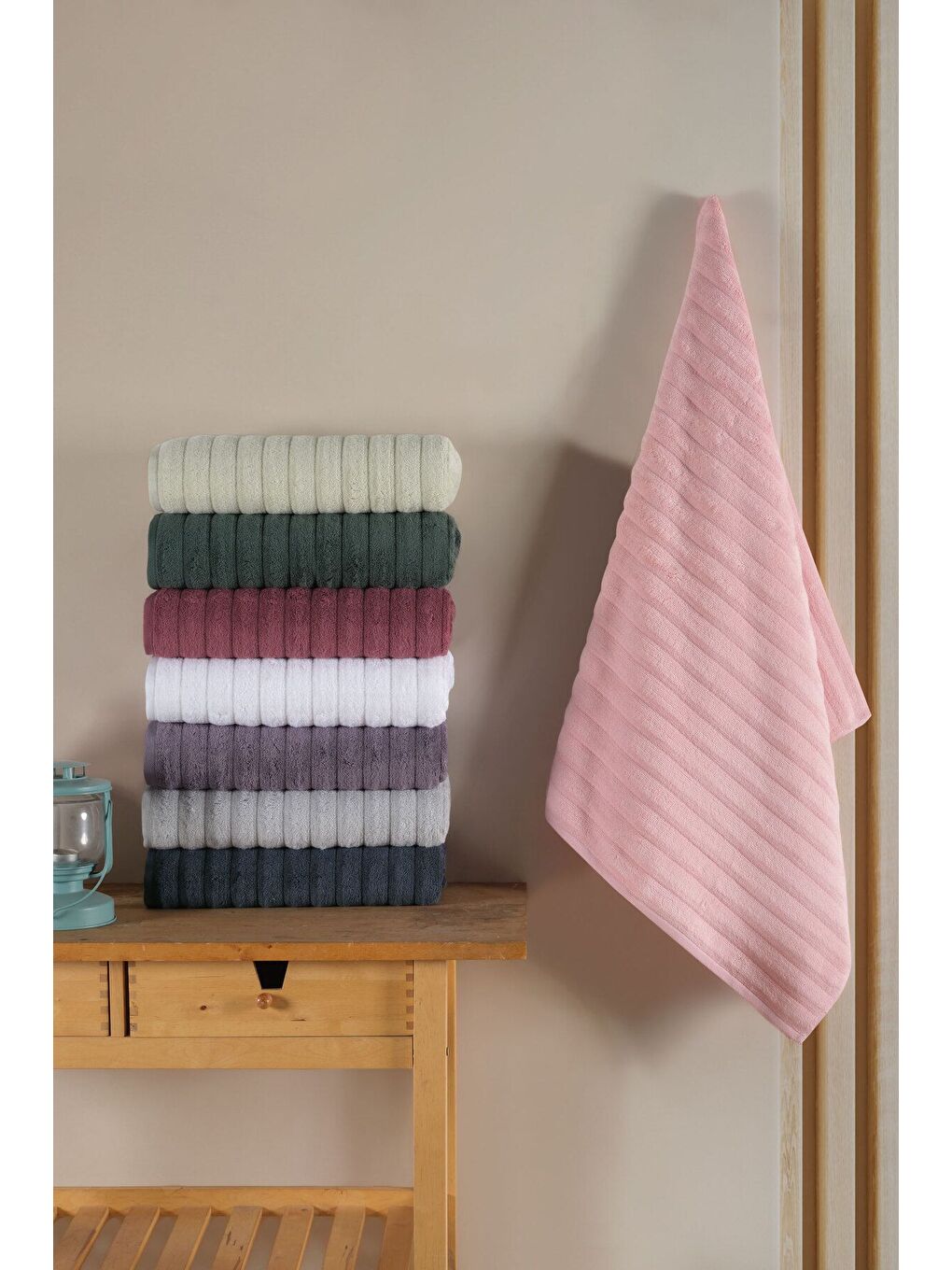 Pembe Wave Serisi Premium Micro Pamuk Banyo Havlusu 80x150 cm-2