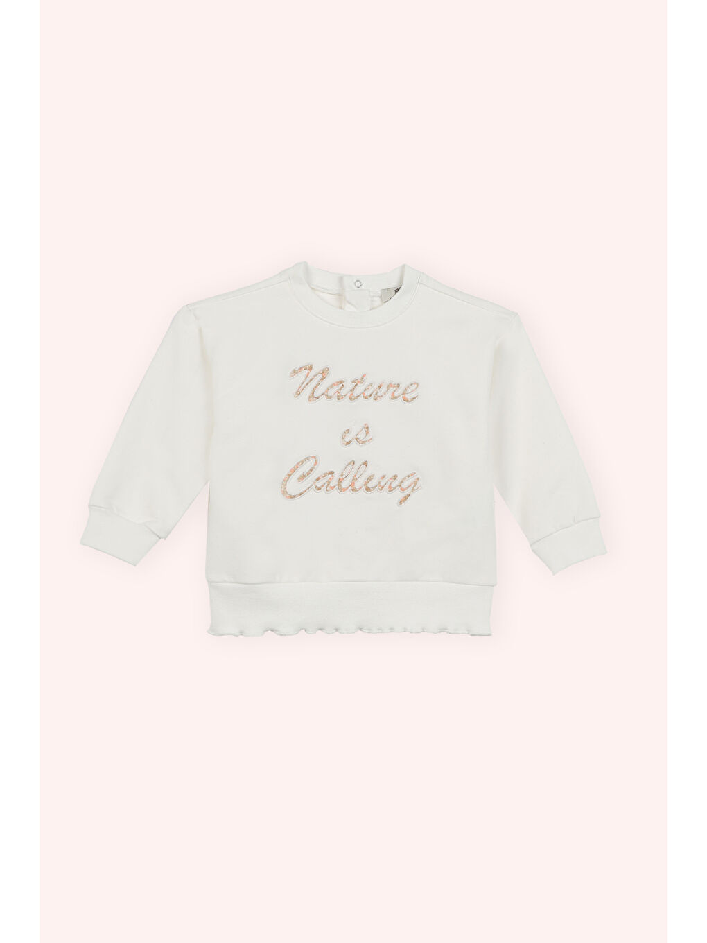 Kız Çocuk Nakış Detaylı Sweatshirt Ekru