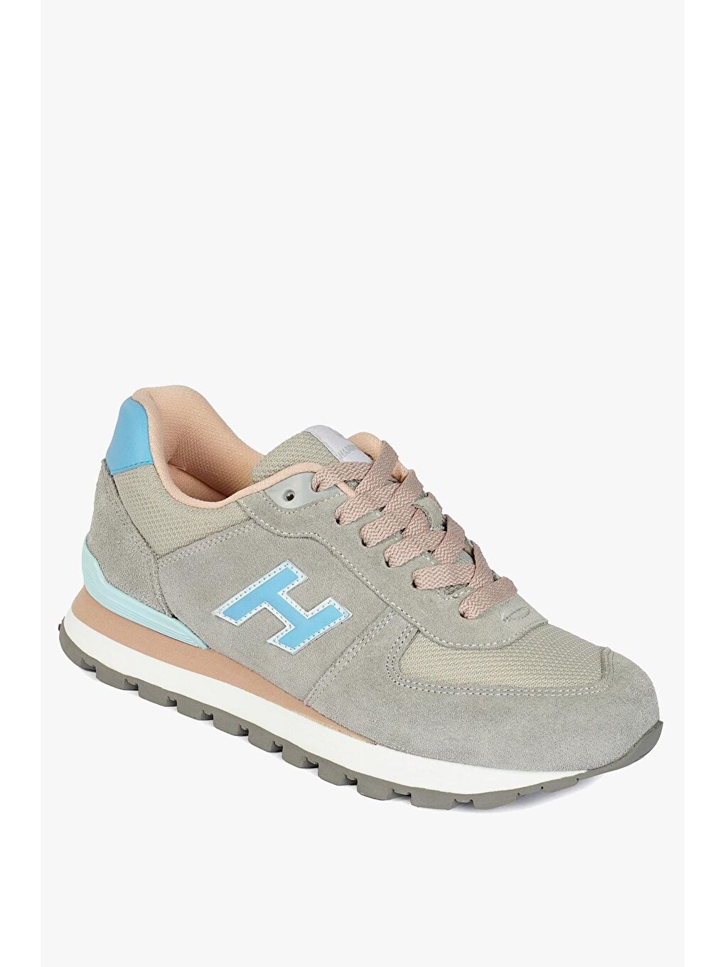 Peru Hakiki Deri Gri Bebe Mavi Kadın Spor Ayakkabı-1