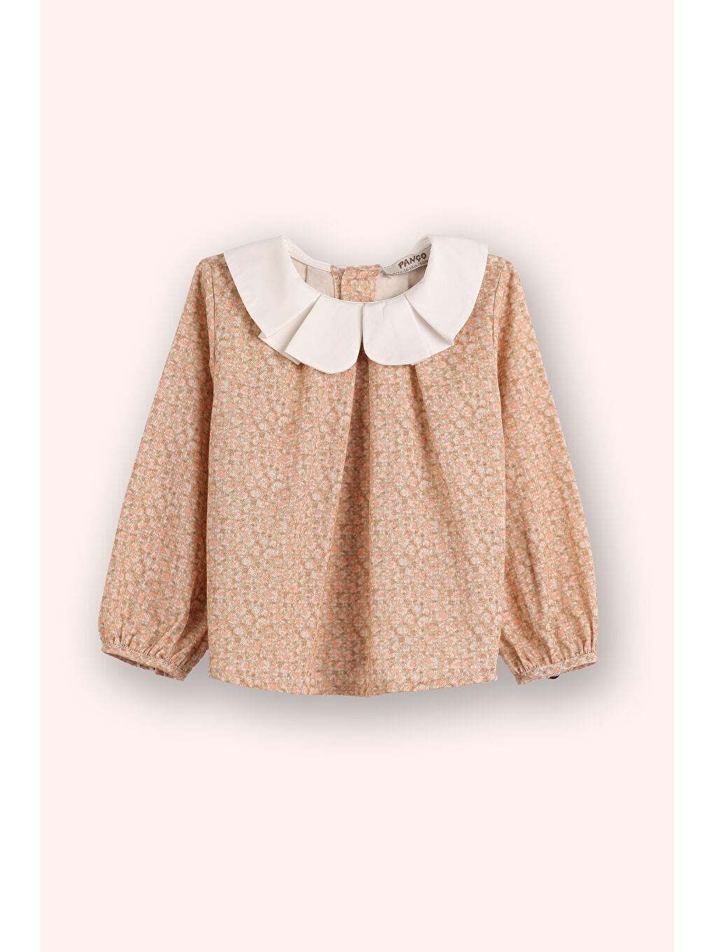 Pembe Kız Çocuk Çiçek Desenli Bluz Pudra