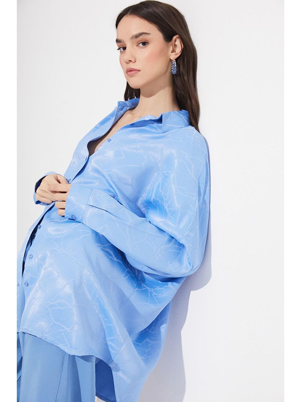 Mavi Exclusive Kendinden Desenli Viskoz Gömlek-2