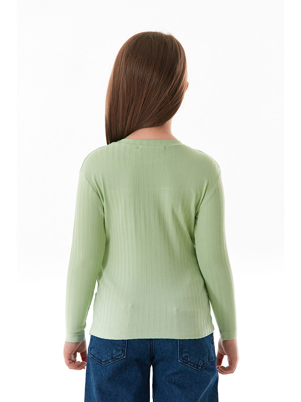 Yeşil Fitilli Önü Fırfırlı Kız Çocuk Body-3