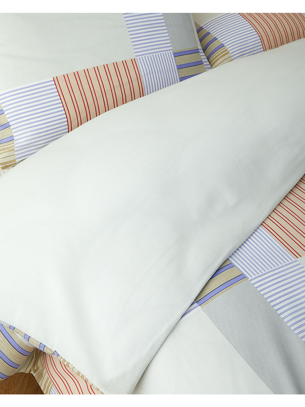 Block Patch Kolay Ütülenir Tek Kişilik Nevresim Seti 160x220 cm Mavi-Kırmızı-3