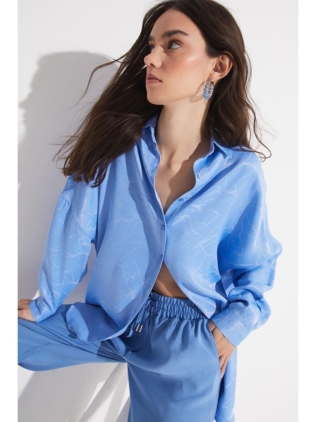 Mavi Exclusive Kendinden Desenli Viskoz Gömlek-3