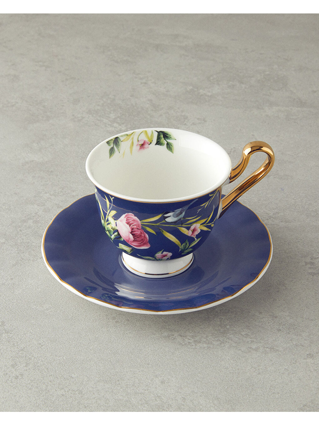 Vanilla New Bone China Çay Fincanı Takımı 4 Parça 2 Kişilik Lacivert-1