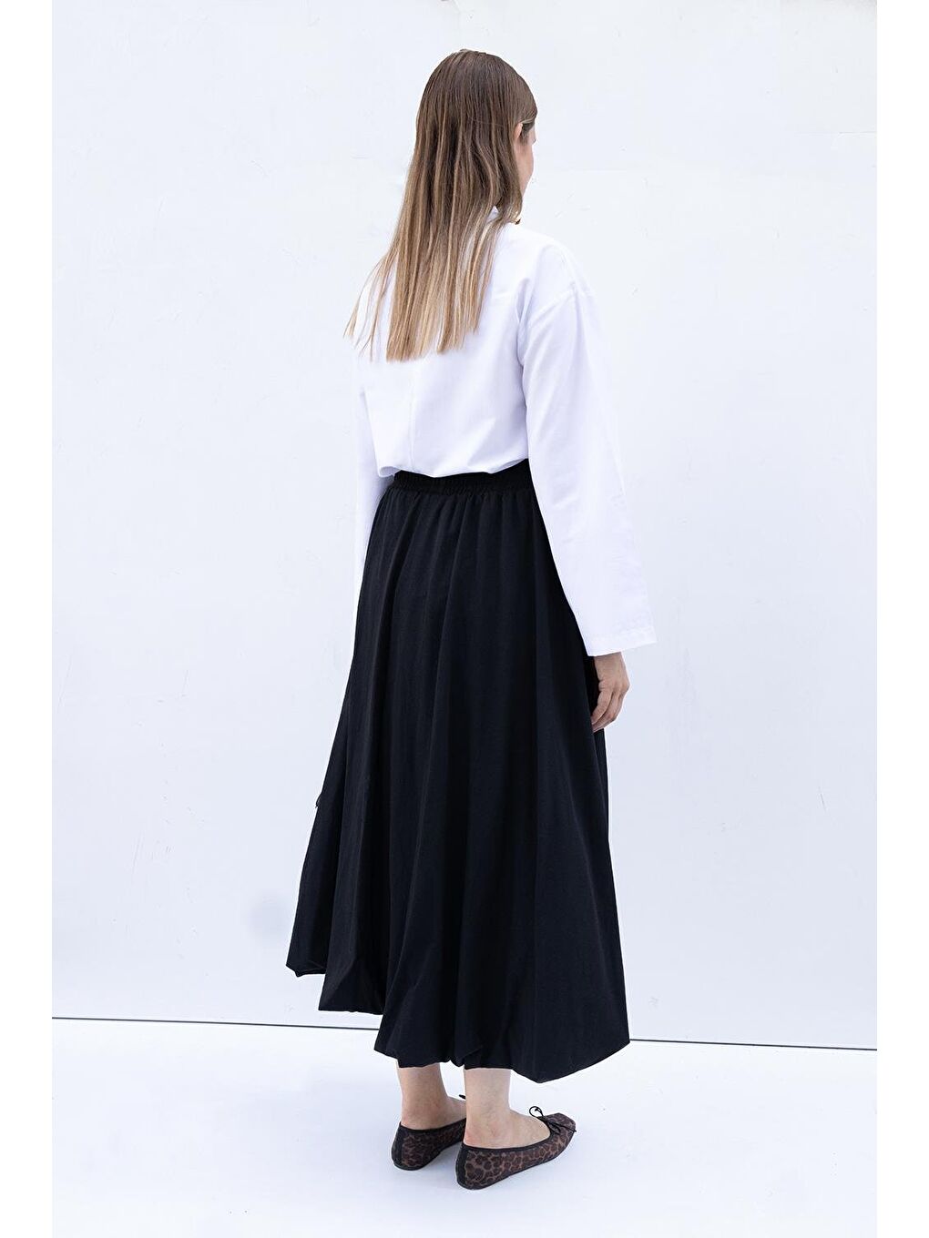 Siyah-Beli Lastikli Balon Etek-2