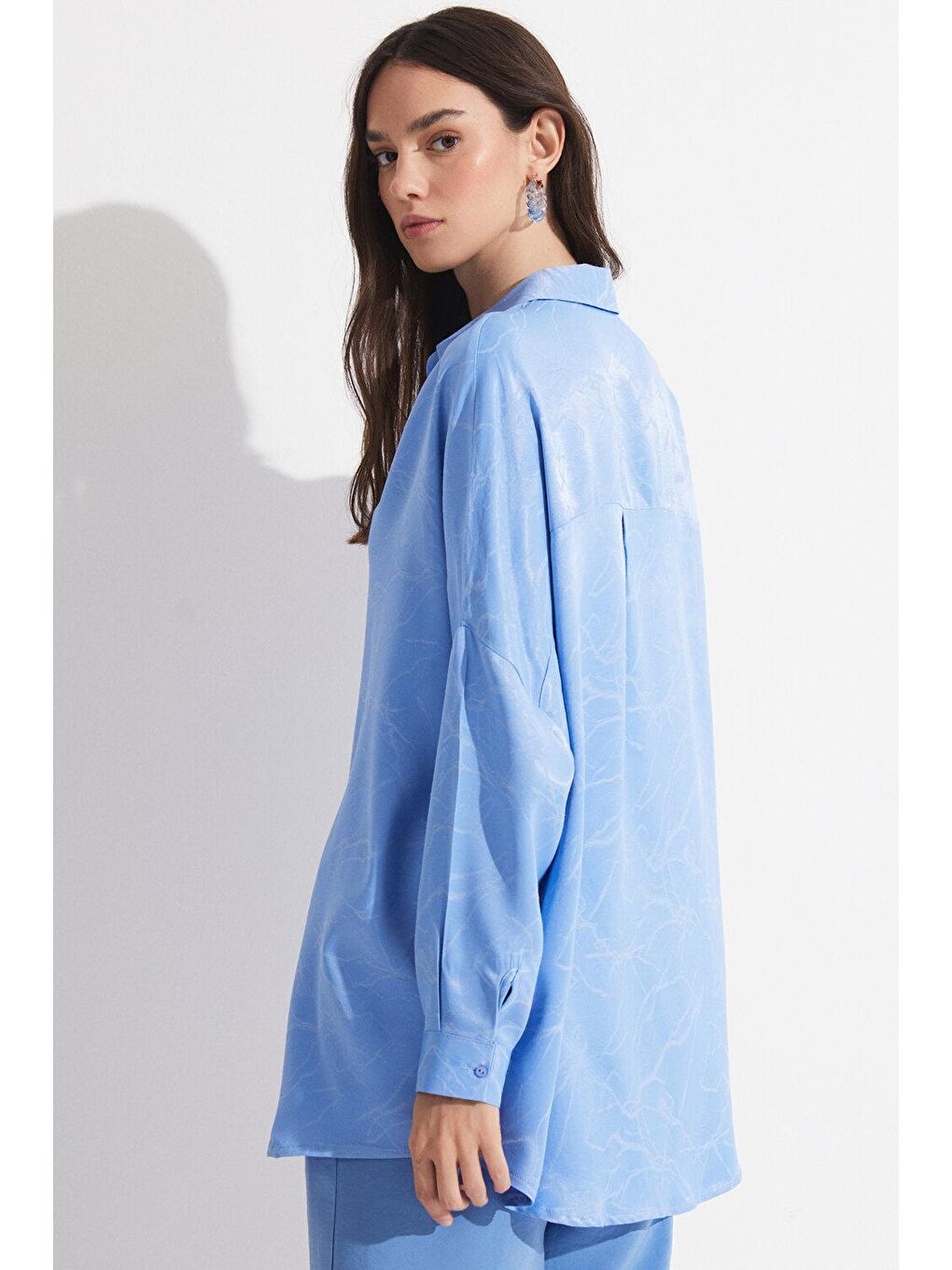 Mavi Exclusive Kendinden Desenli Viskoz Gömlek-4