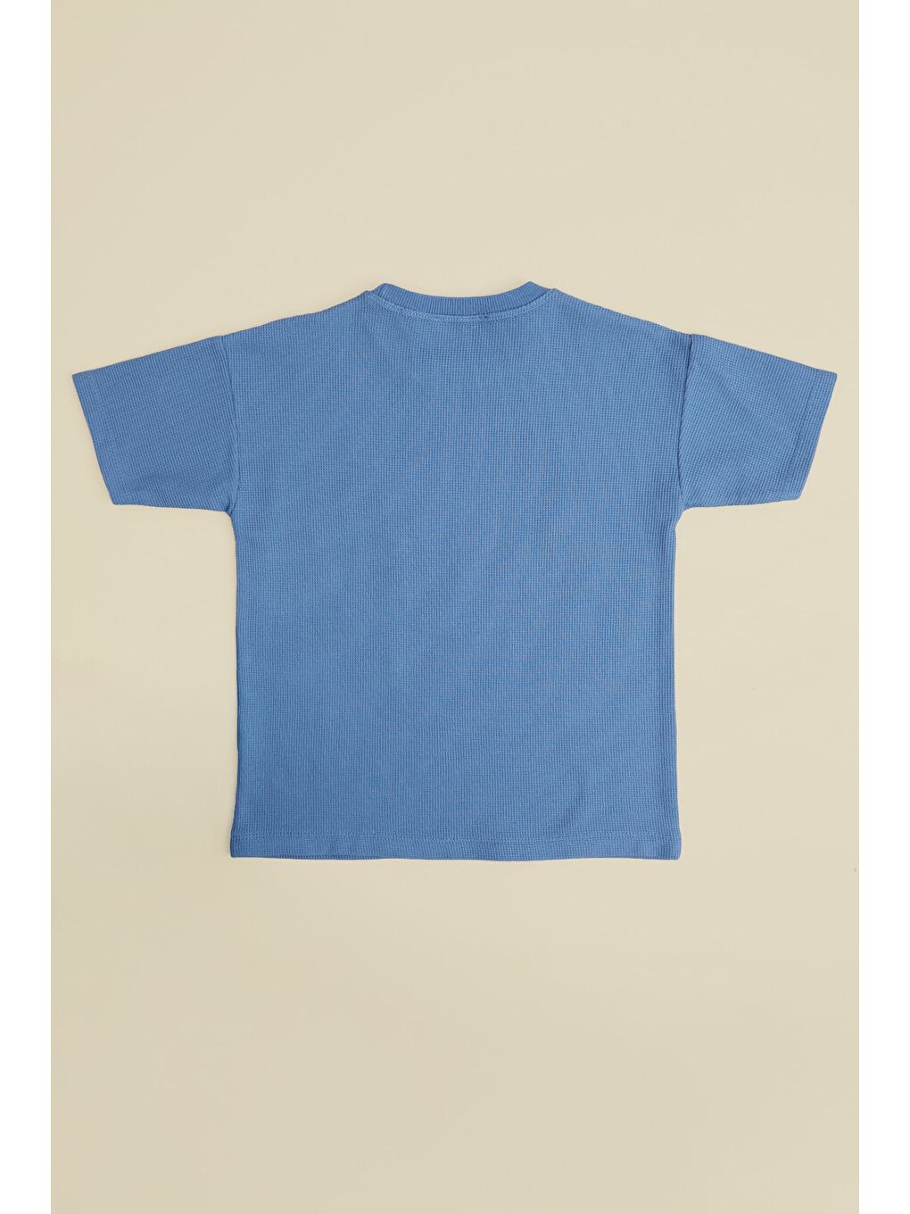 İndigo Yazı Baskılı Petek Kumaş Erkek Çocuk Tişört-1