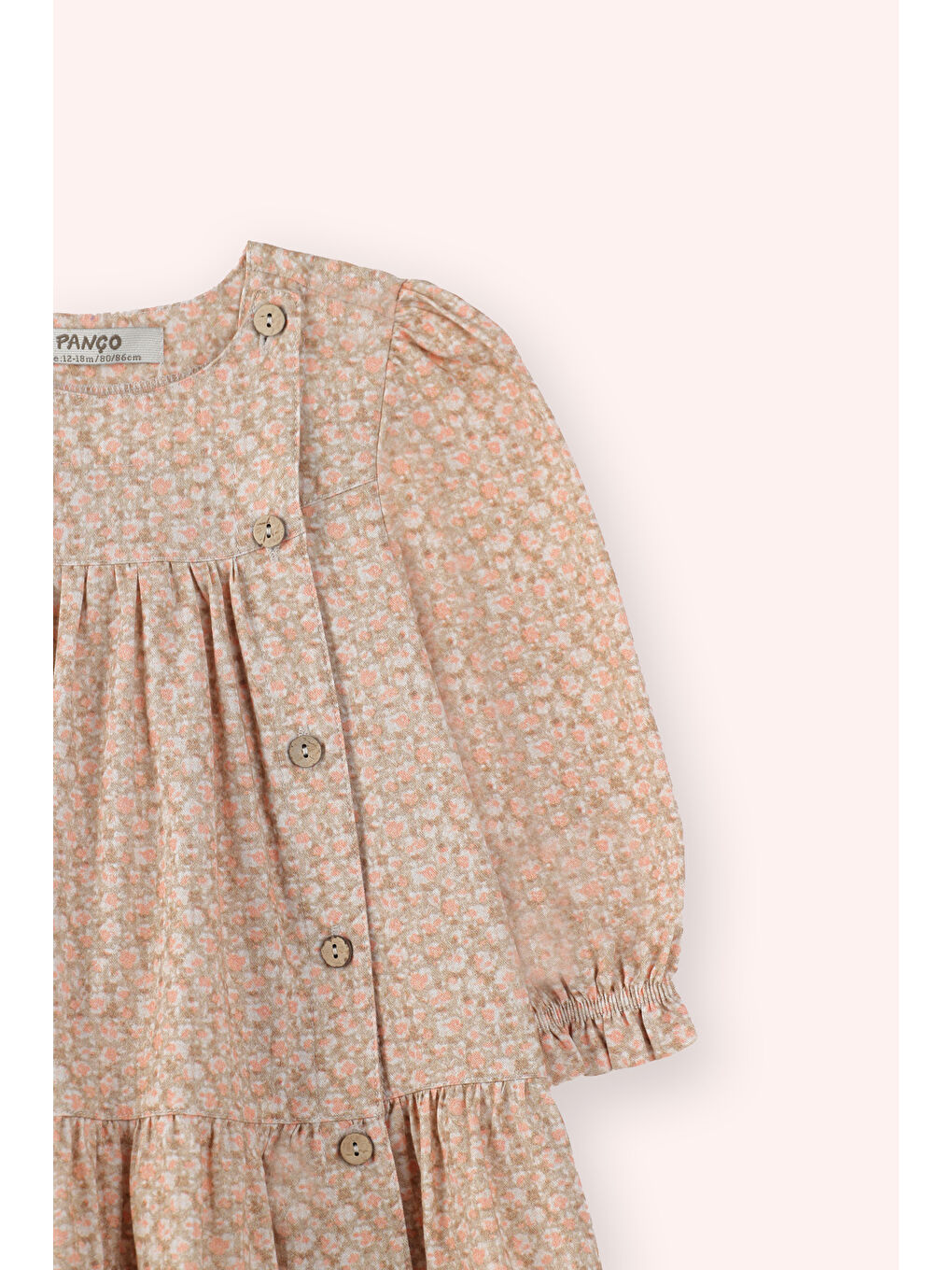 Kız Çocuk Çiçek Desenli Elbise Bej-1