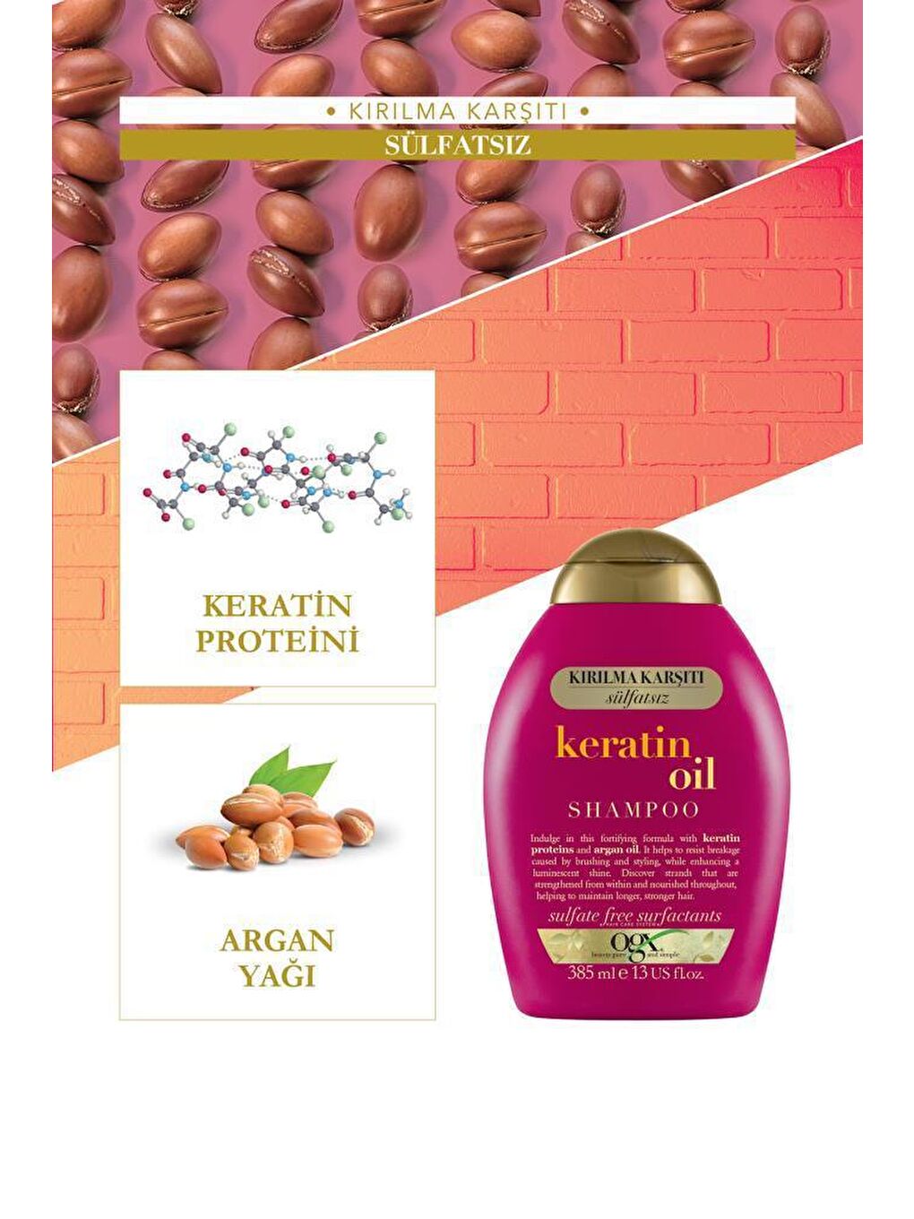 OGX Kırılma Karşıtı Keratin oil Şampuan 385mlx2 - 1