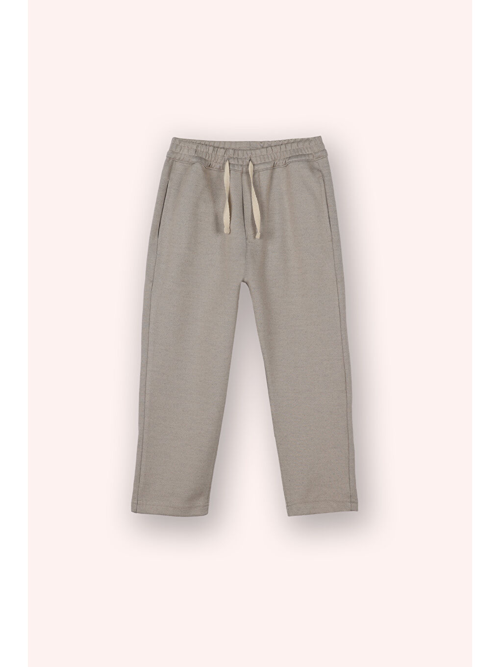 Bej Erkek Çocuk Cepli Örme Pantolon Taş