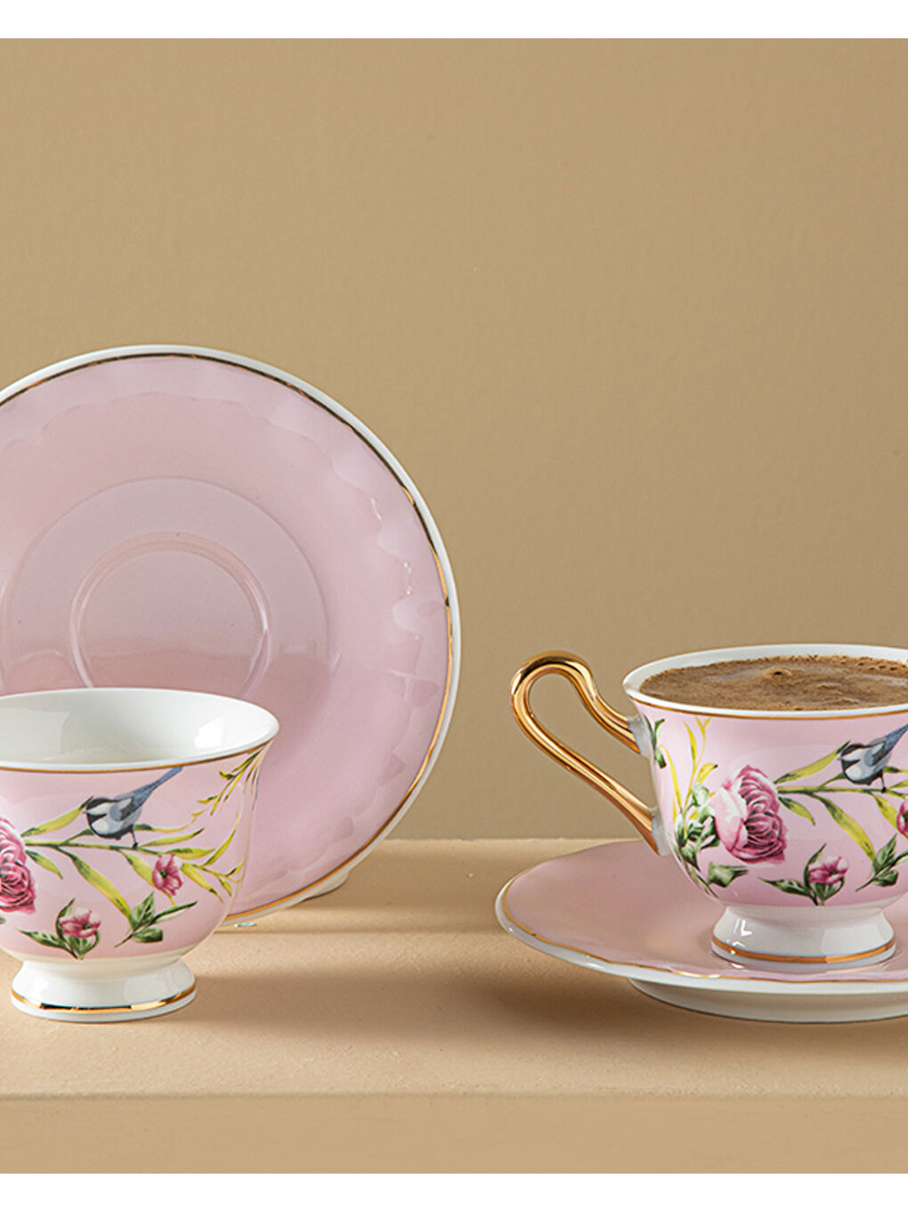 Vanilla New Bone China Kahve Fincan Takımı 4 Parça 2 Kişilik Açık Pembe