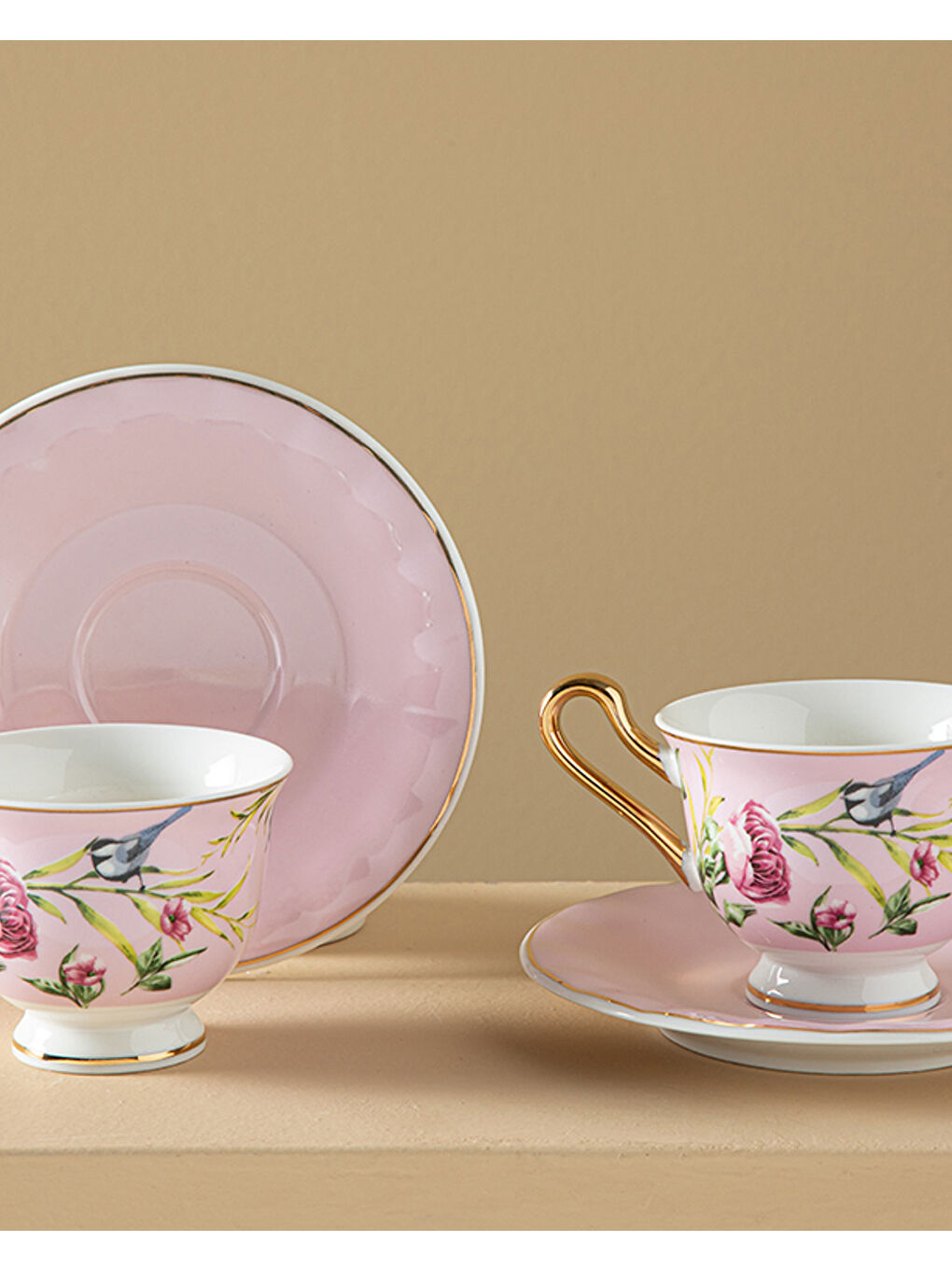 Vanilla New Bone China Kahve Fincan Takımı 4 Parça 2 Kişilik Açık Pembe-1