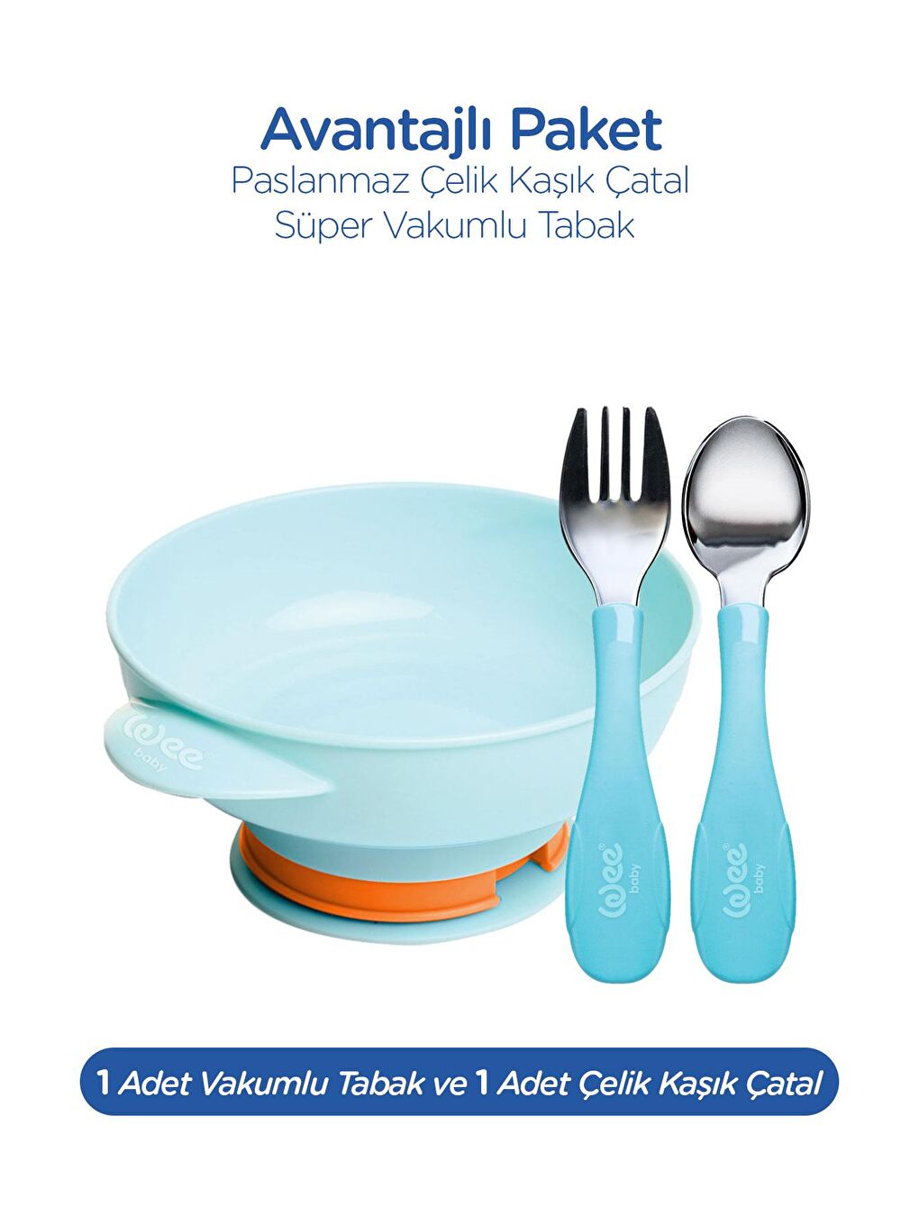 Süper Vakumlu Tabak ve Çelik Kaşık Çatal Seti Erkek-1