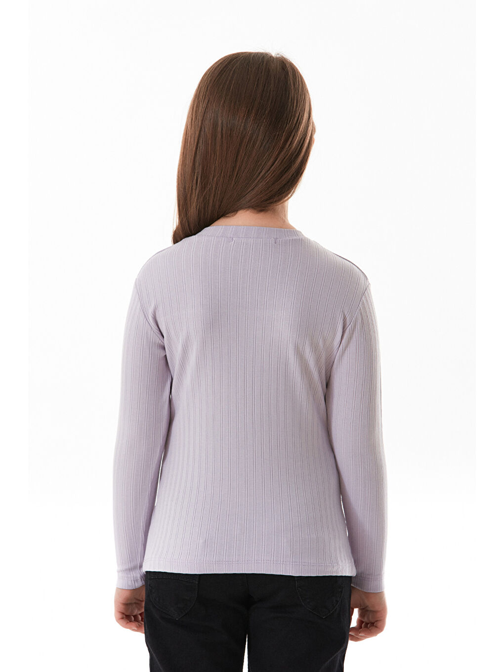 Lila Fitilli Elastanlı Önü Fırfırlı Kız Çocuk Body-3