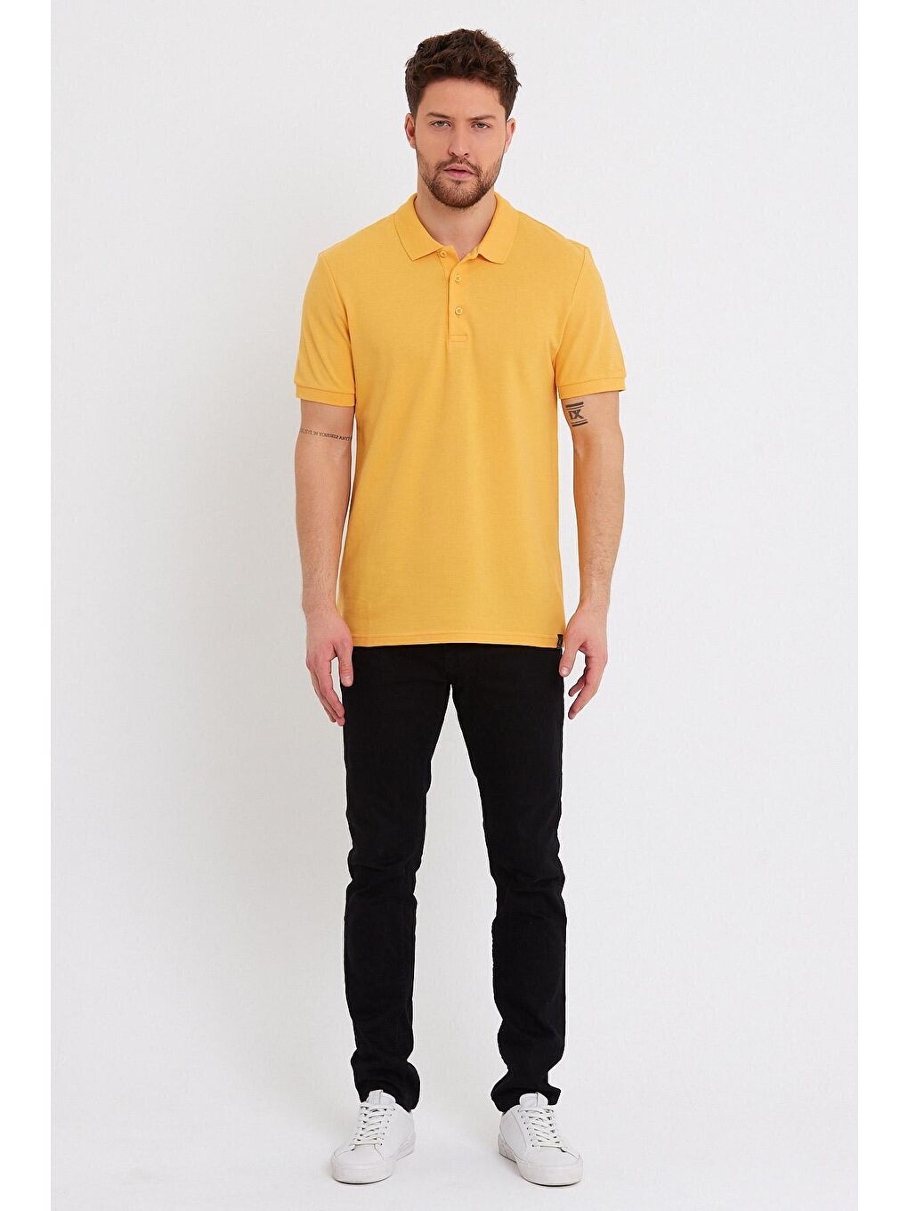 Sarı Polo Yaka Erkek Tişört-1