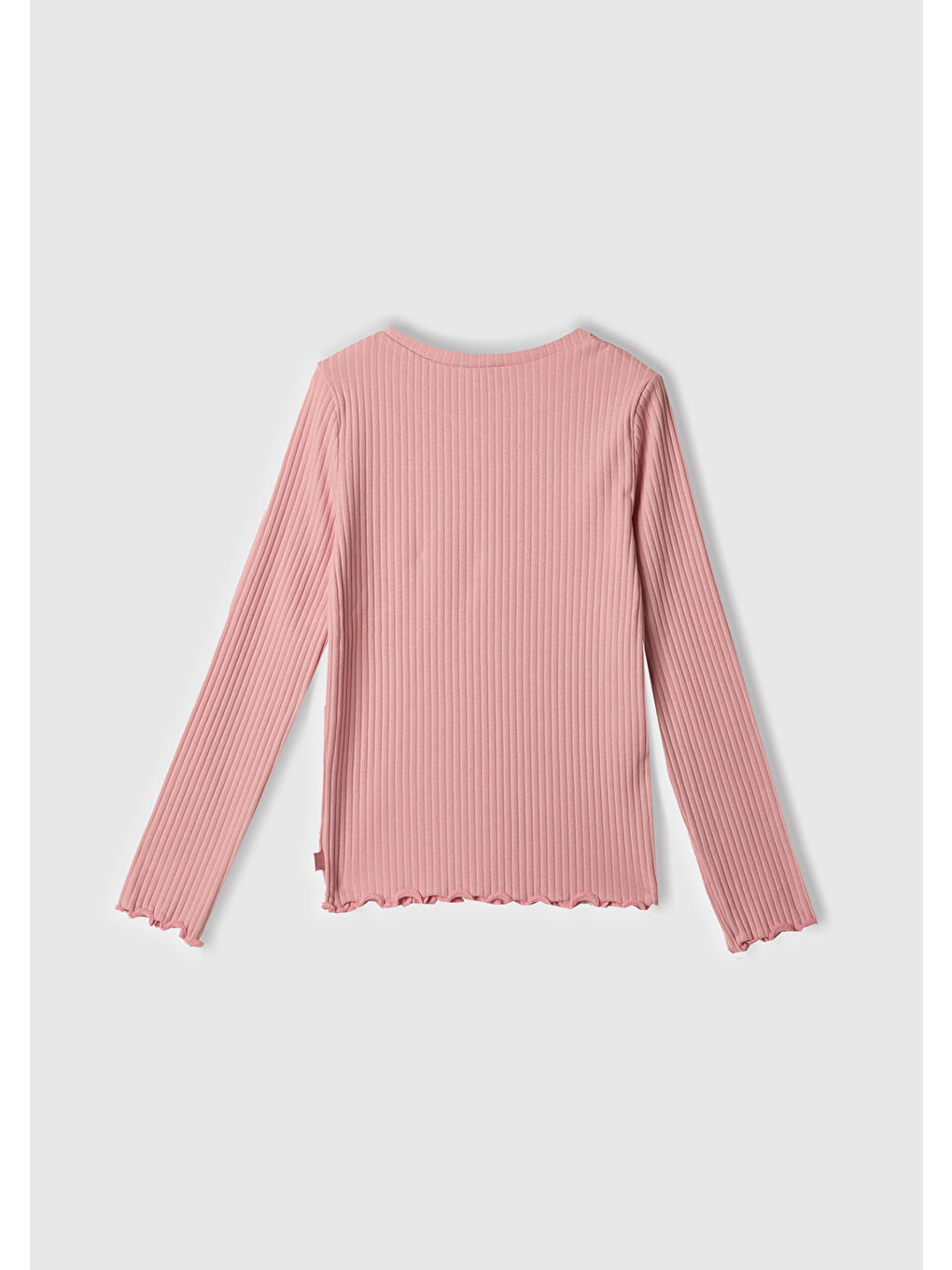 Kız Çocuk Pembe Logo Etiketli Ribanalı Uzun Kollu T-Shirt-2