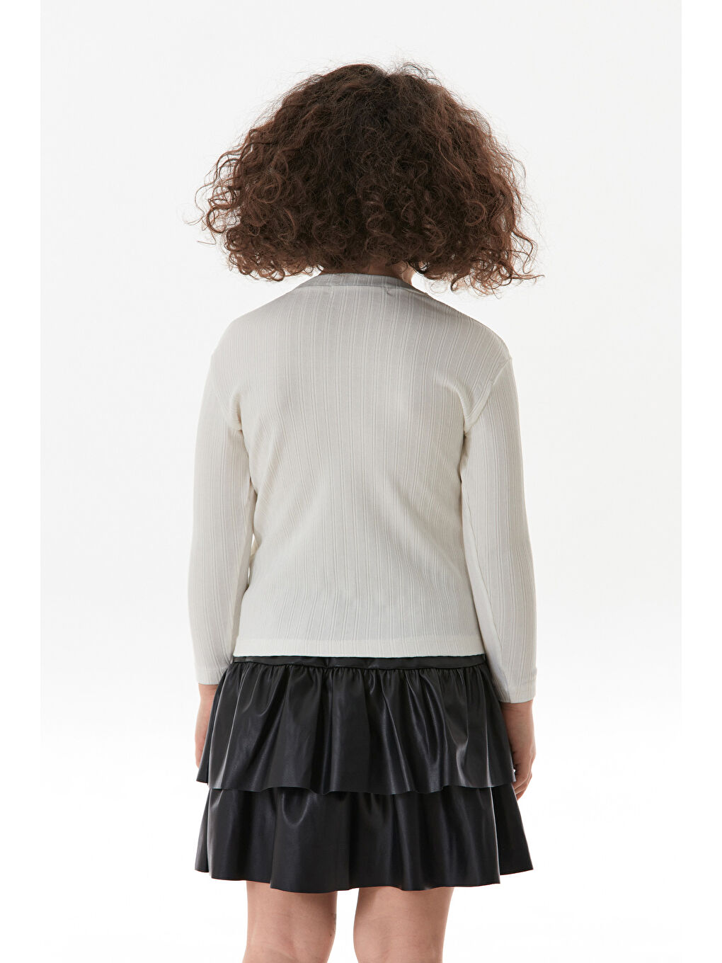 Ekru Fitilli Önü Fırfırlı Kız Çocuk Body-3