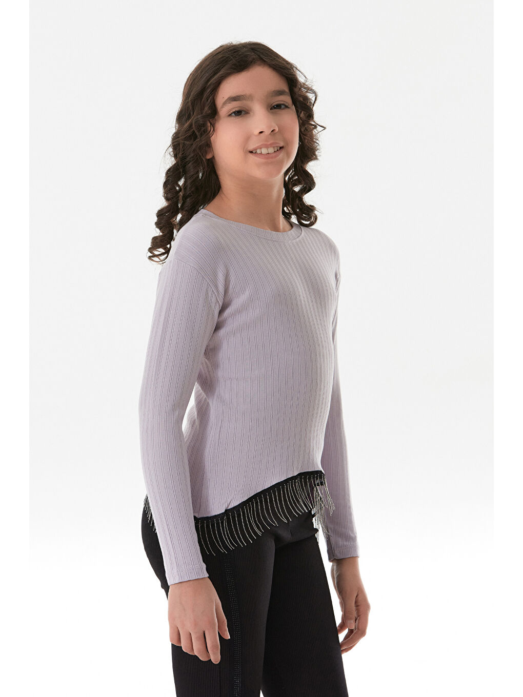 Lila Fitilli Elastanlı Beli Zincirli Kız Çocuk Body-2