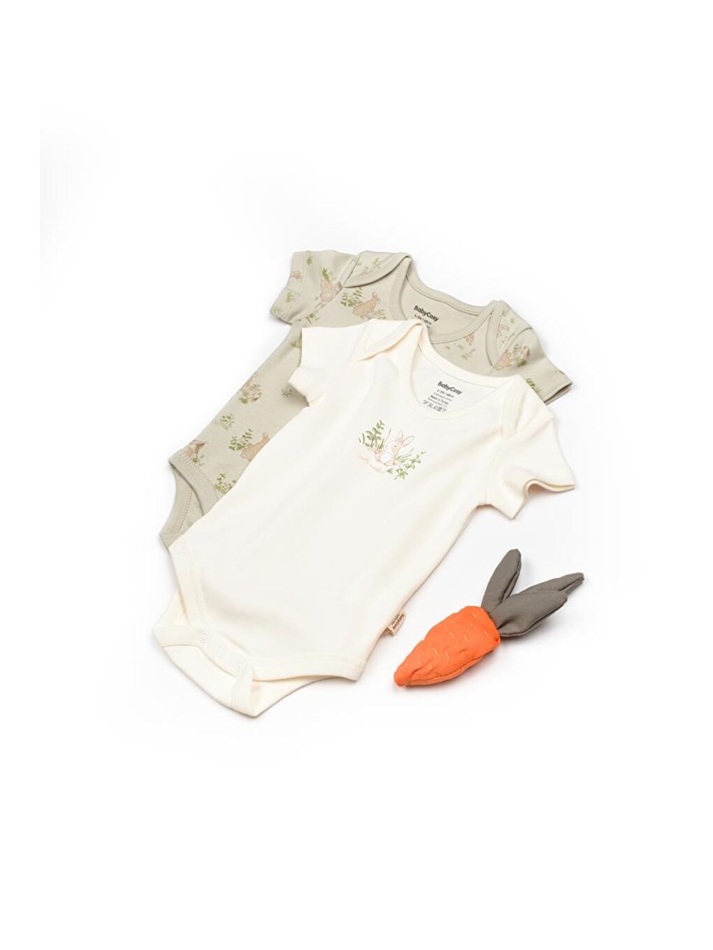 BabyCosy Organic Wear Ekru Bebek 2li Kısa Kollu Badi %100 Organik Pamuk, Bebek ve Yenidoğan Serisi - CSY5762