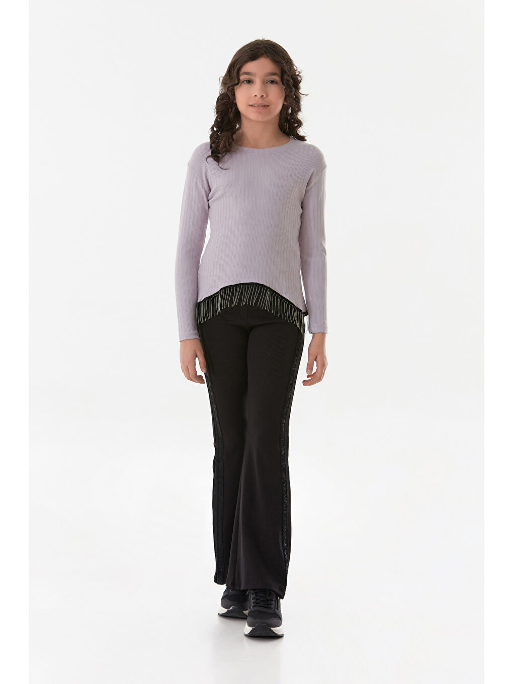 Lila Fitilli Elastanlı Beli Zincirli Kız Çocuk Body-4