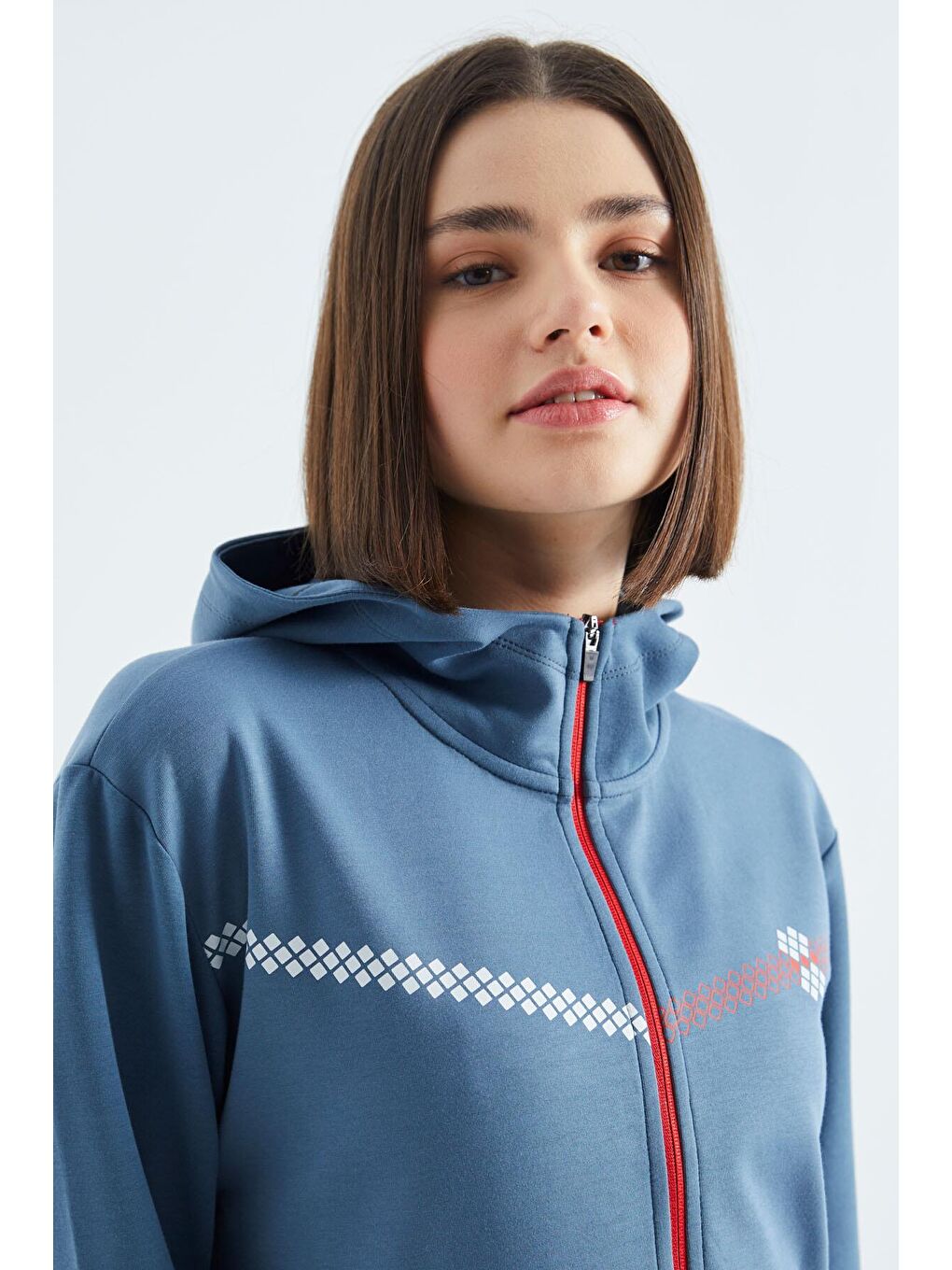 TOMMYLIFE Orman Yeşili Kapüşonlu Fermuarlı Kadın Sweatshirt - 97277 - 4