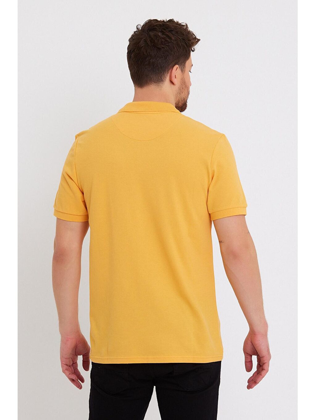 Sarı Polo Yaka Erkek Tişört-4