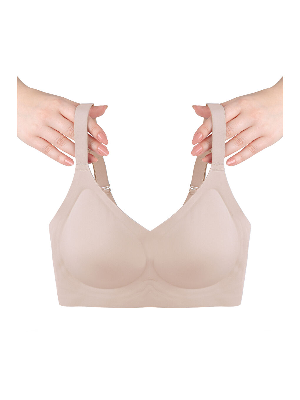 Ekru Balensiz Lazer Dikişsiz Görünmez Çıkarılabilir Pedli Toparlayıcı Sütyen
