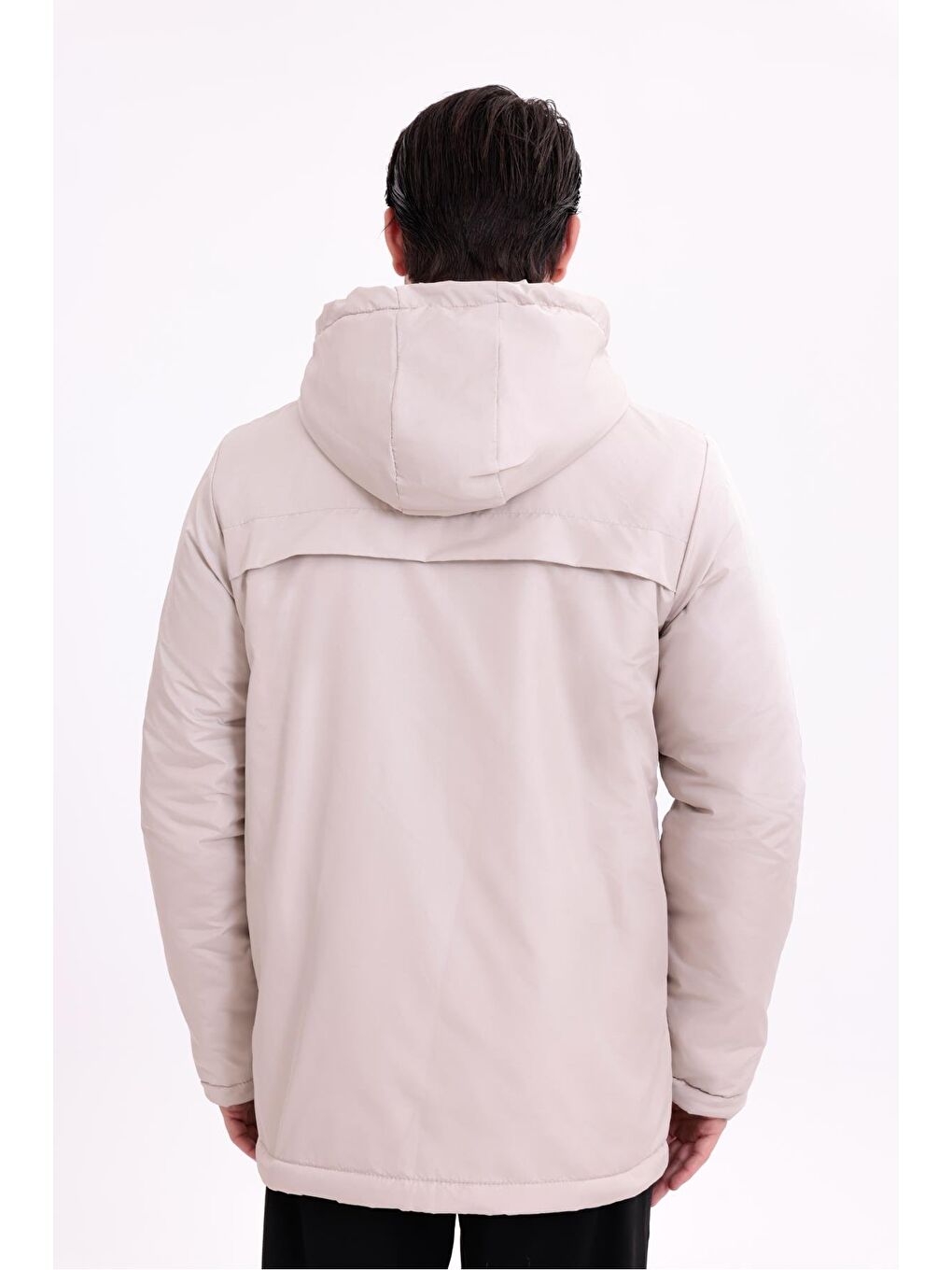 Bej Erkek İçi Kürklü Çıkma Kapüşon Su Ve Rüzgar Geçirmez Kapüşonlu Kışlık Mont & Kaban & Parka-7