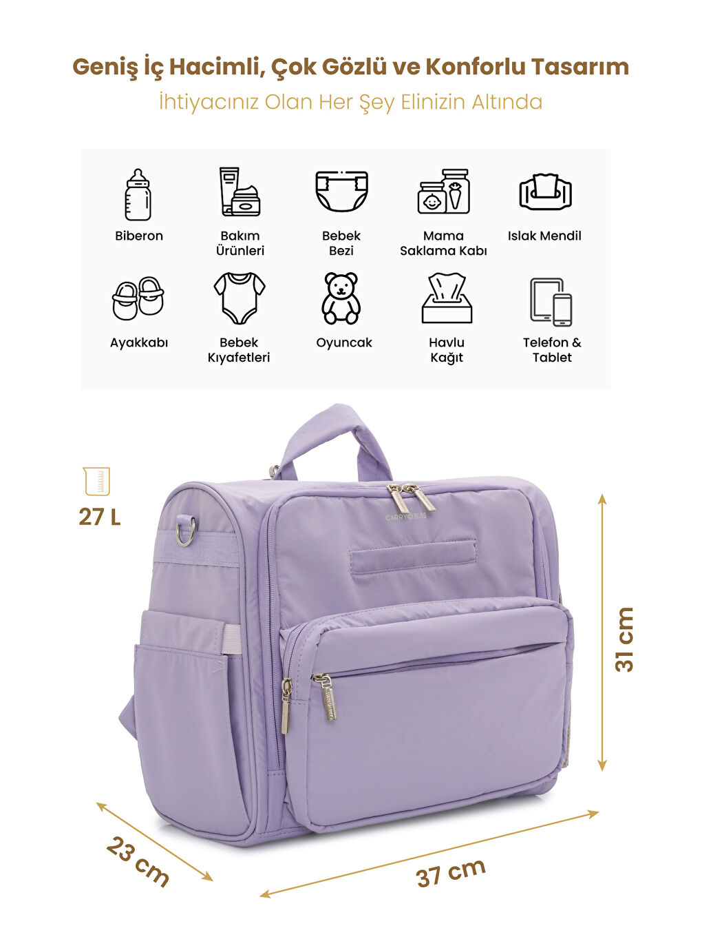 BlissMate Astarlı Doğum ve Yeni Doğan Çıkışı İçin Anne Bebek Sırt Çantası-1