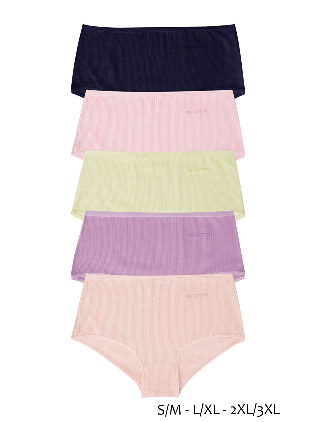 Karışık Kadın Fitilli Ribana Yüksel Bel Soft Renkli 5'li Paket Külot-1