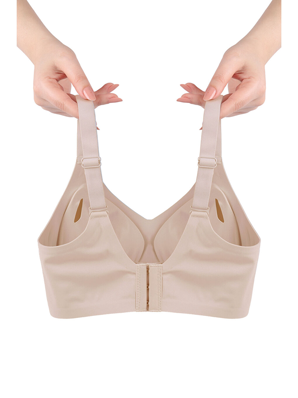 Ekru Balensiz Lazer Dikişsiz Görünmez Çıkarılabilir Pedli Toparlayıcı Sütyen-1