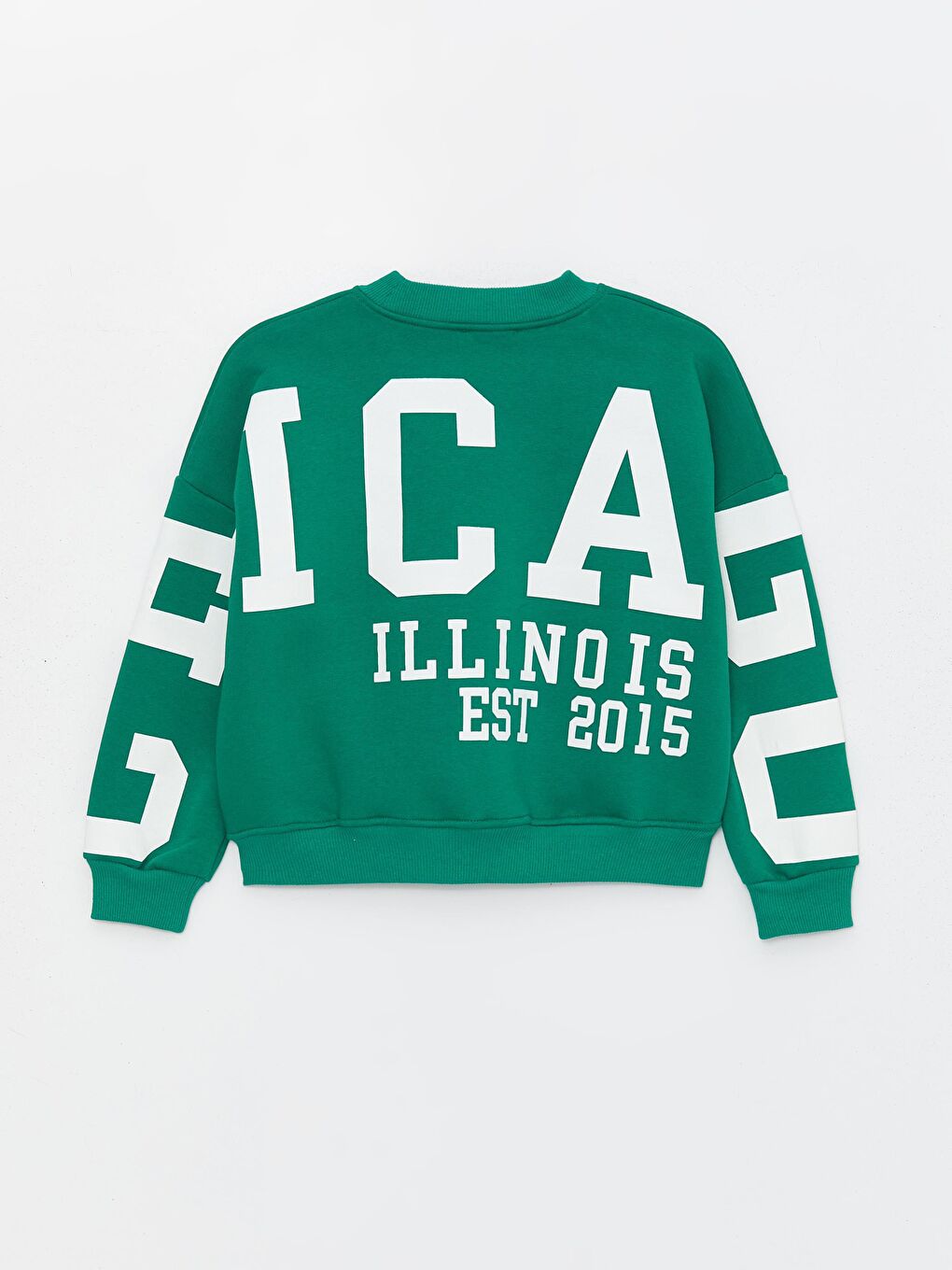 Yeşil Kız Çocuk Üç İplik Şardonlu Chicago SweatShirt-1