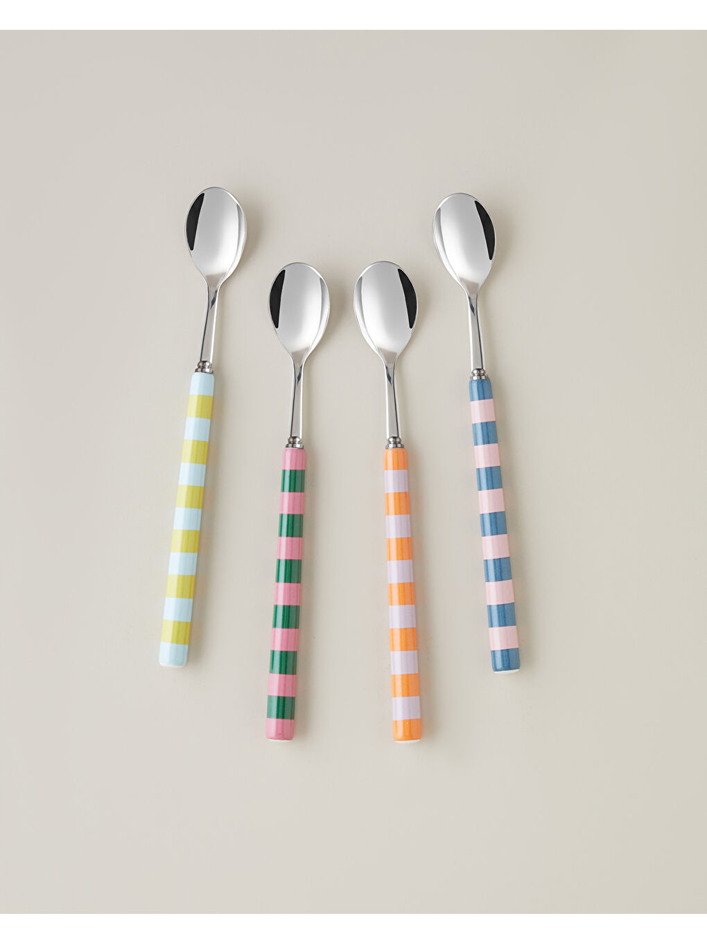 Yeşil Colorline Paslanmaz Çelik 4'lü Tatlı Kaşığı 20 cm Renkli