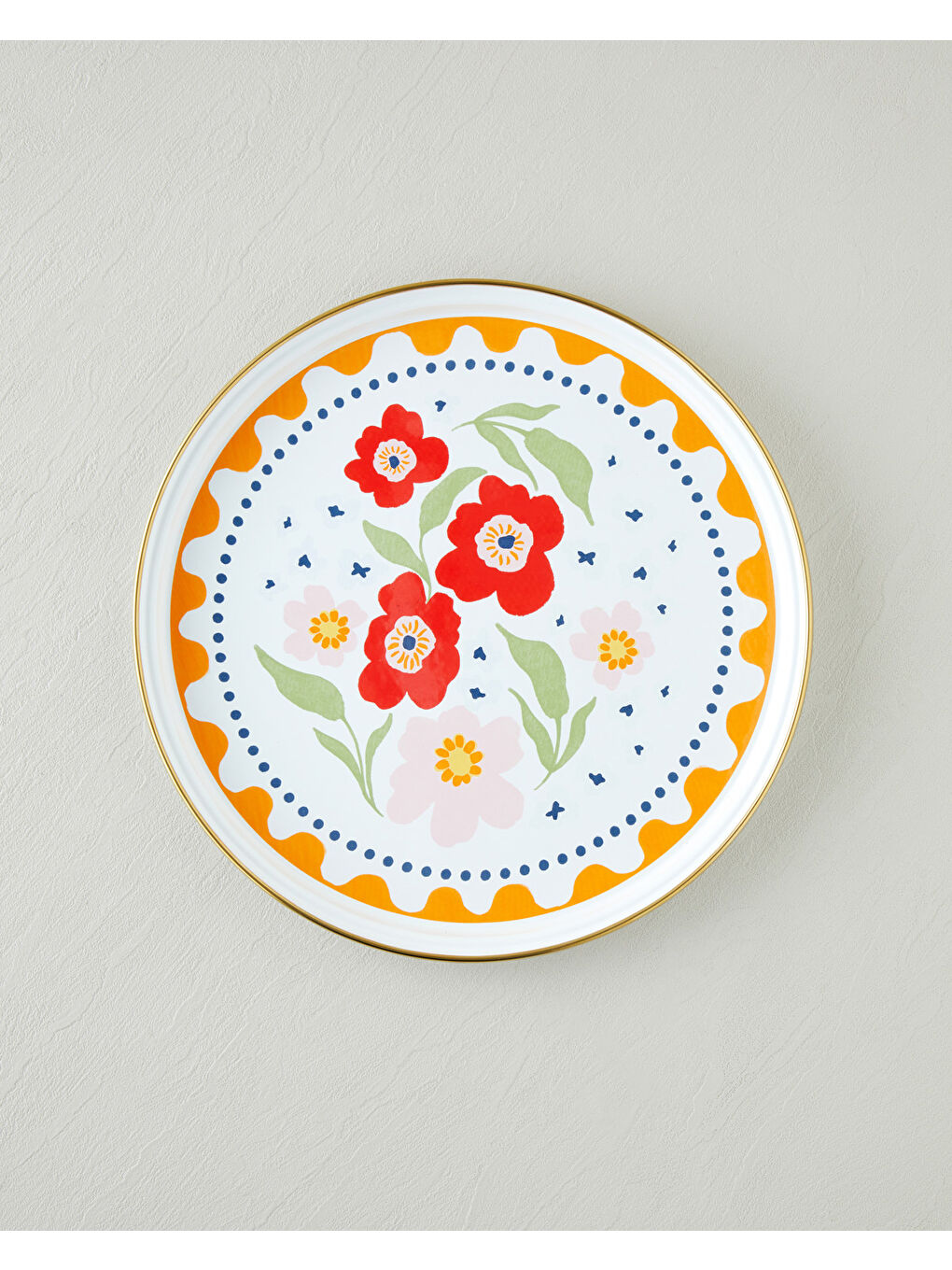 Yeşil Bright Bloom Emaye Tepsi 31 cm Renkli