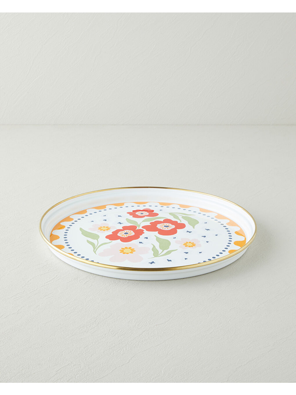 Yeşil Bright Bloom Emaye Tepsi 31 cm Renkli-1