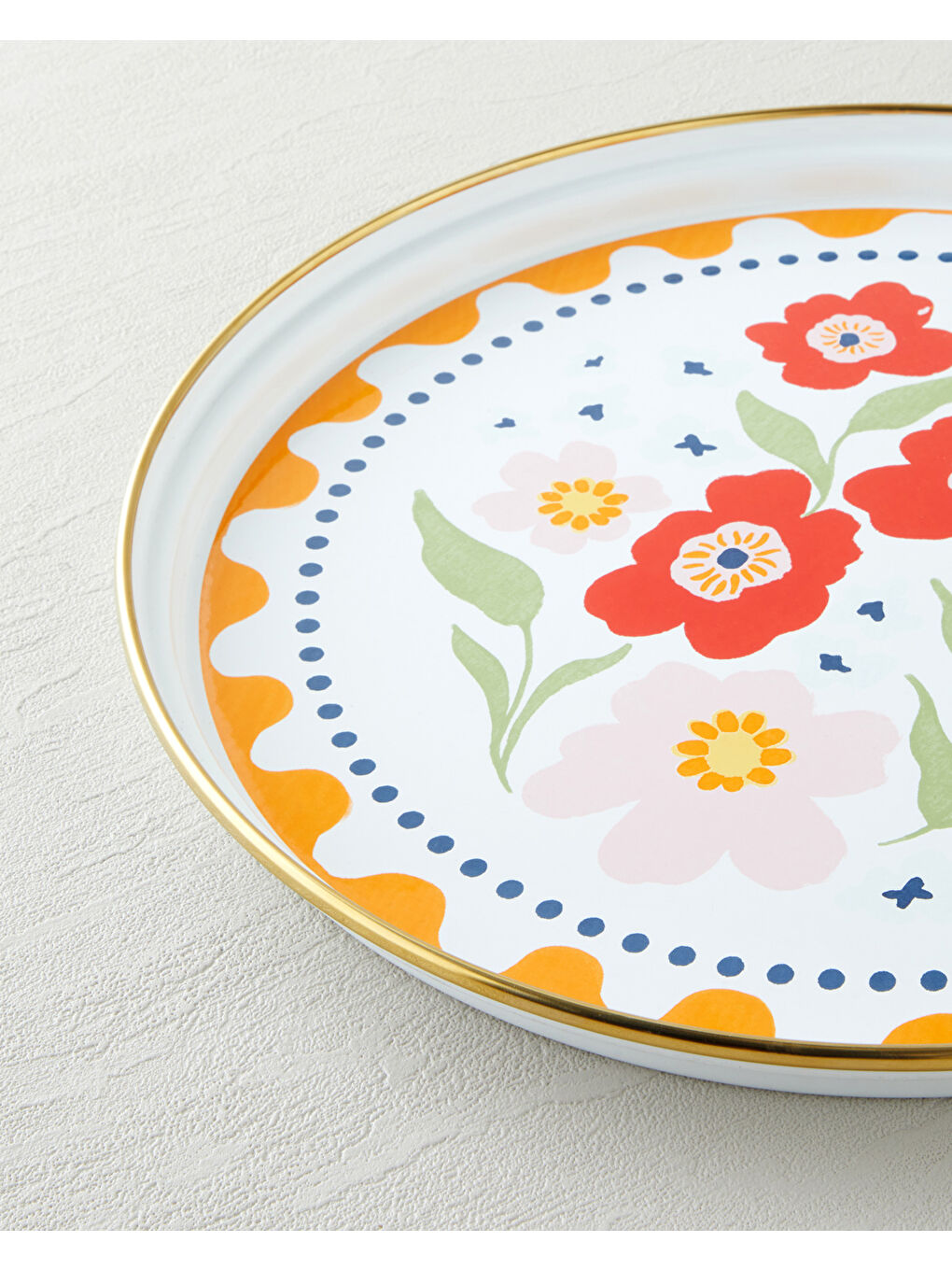 Yeşil Bright Bloom Emaye Tepsi 31 cm Renkli-2