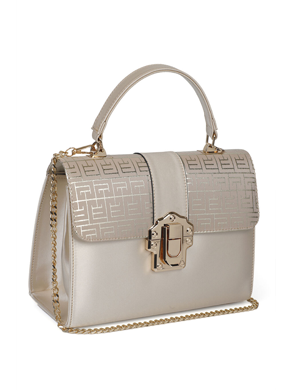 Bej Prag Kadın Saten El Çantası