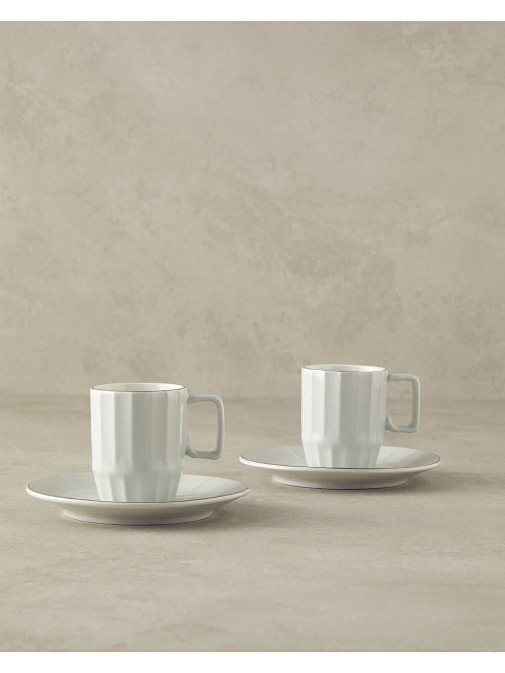Angely New Bone China Kahve Fincan Takımı 4 Parça 2 Kişilik Gri