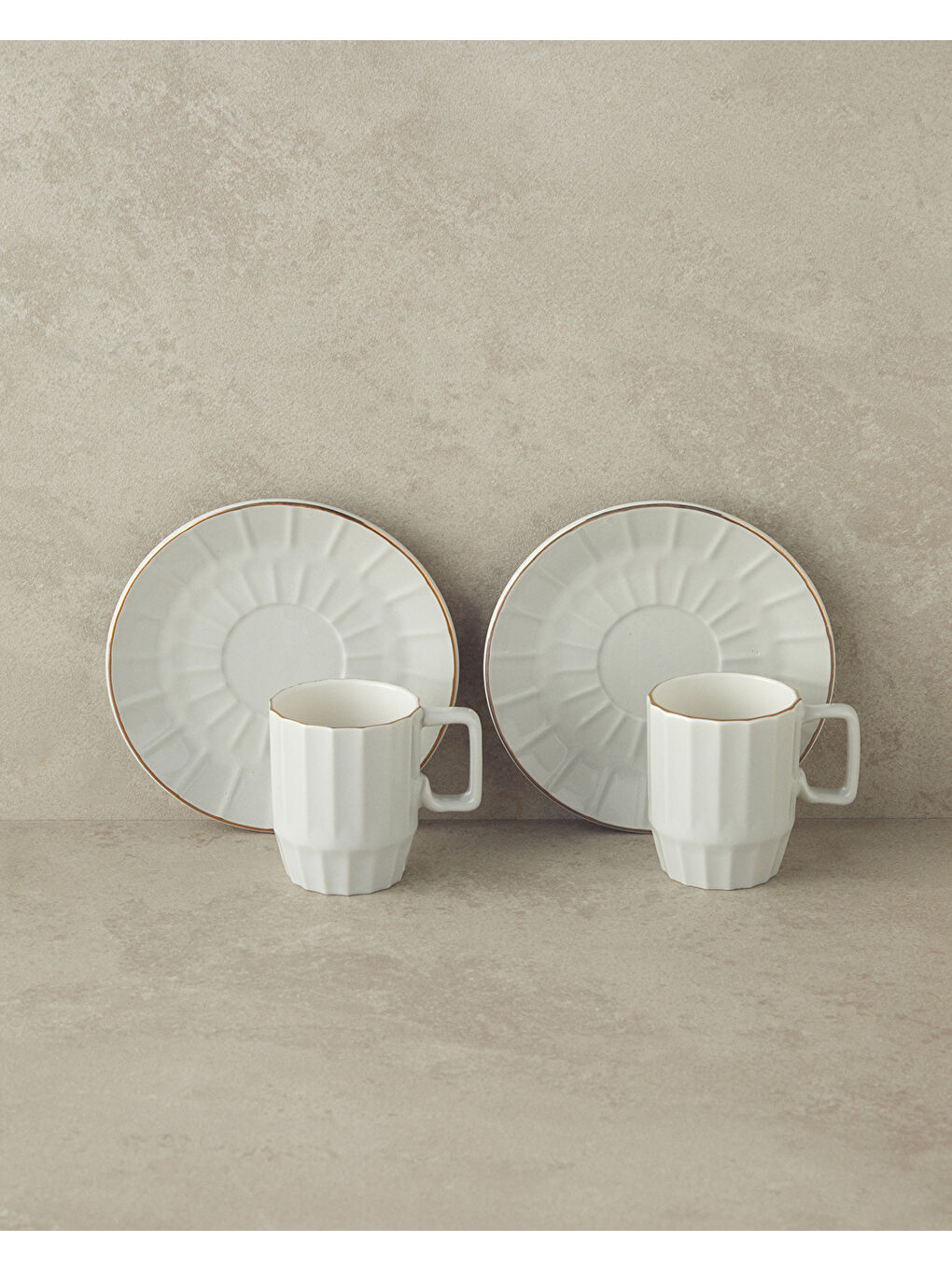 Angely New Bone China Kahve Fincan Takımı 4 Parça 2 Kişilik Gri-2