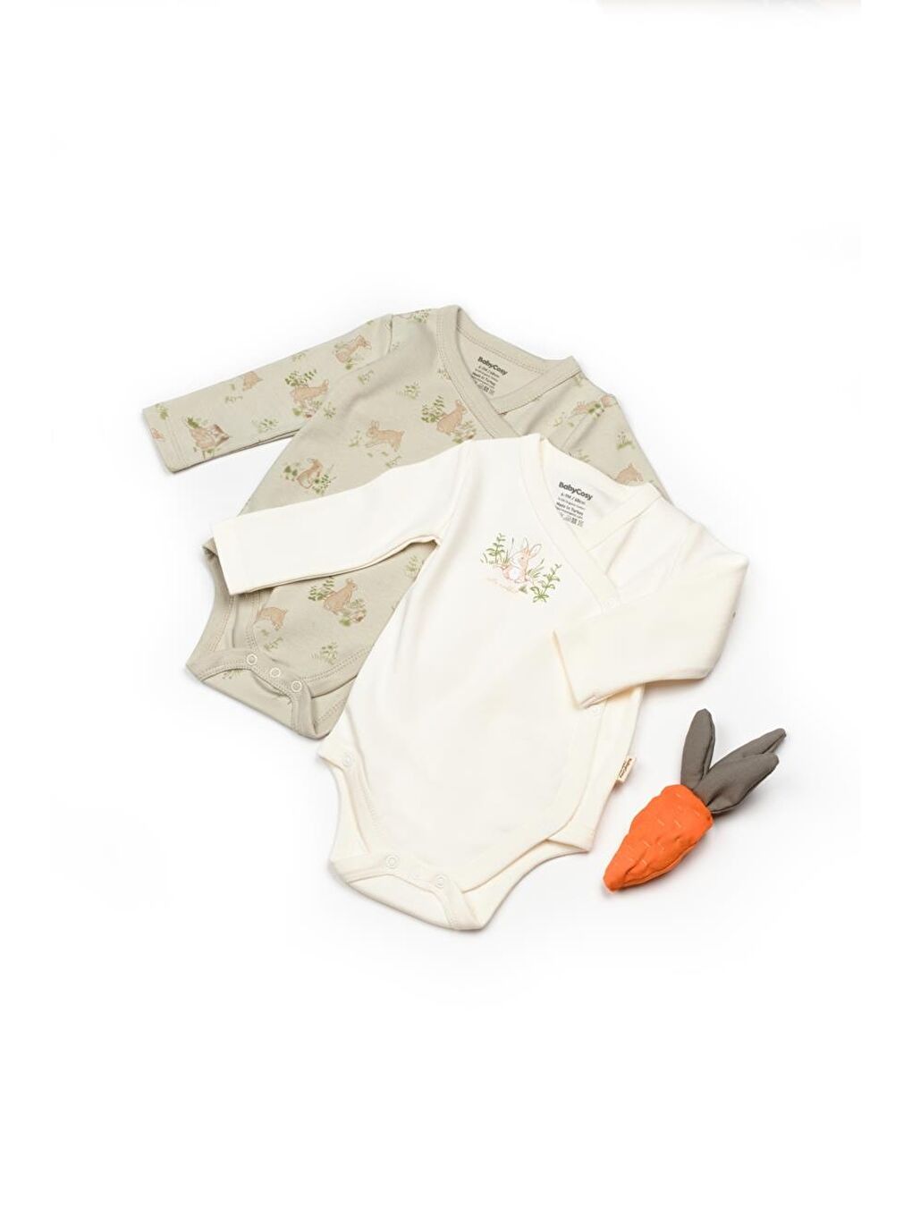 BabyCosy Organic Wear Ekru Bebek 2li Kruvaze Badi %100 Organik Pamuk, Bebek ve Yenidoğan Serisi - CSY5761