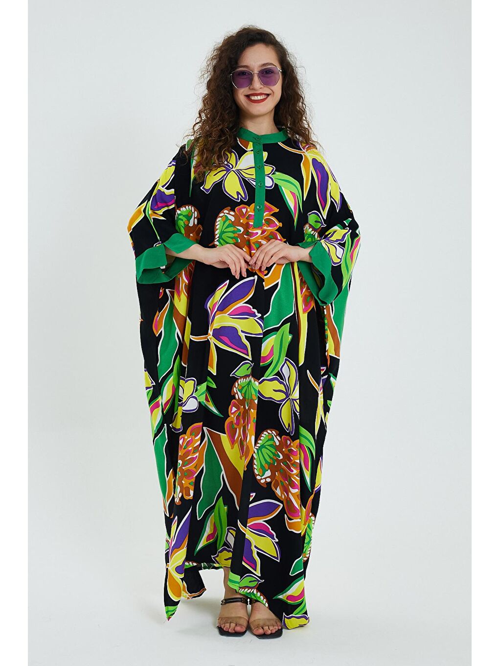 Siyah Kadın Desenli Elbise-3