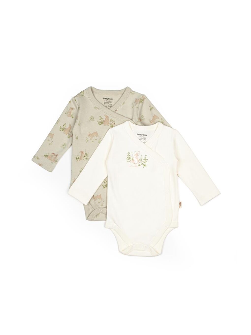 BabyCosy Organic Wear Ekru Bebek 2li Kruvaze Badi %100 Organik Pamuk, Bebek ve Yenidoğan Serisi - CSY5761 - 1